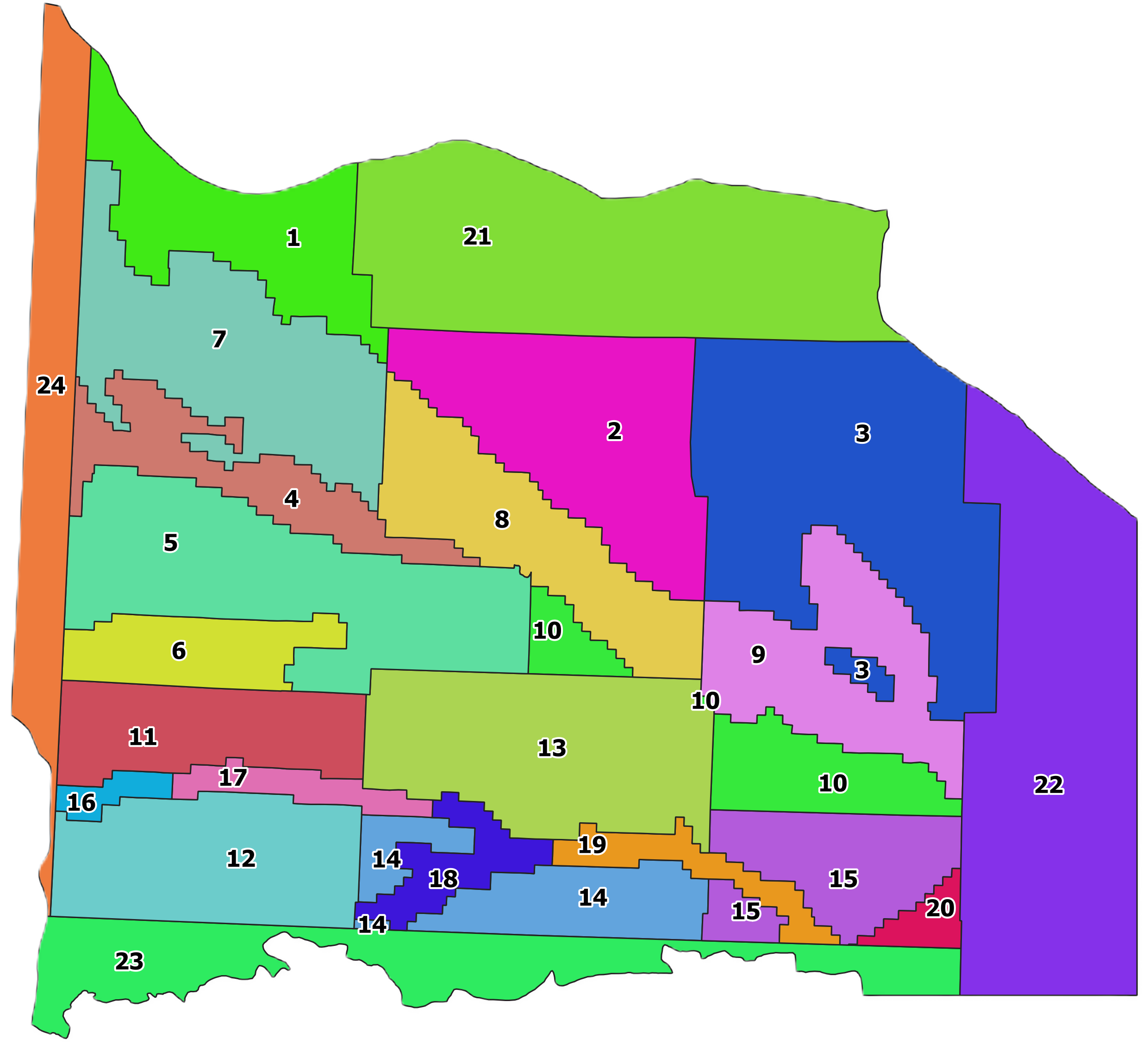 HSU Zone Map showing the 24 zonal areas across the NPNRD and SPNRD
