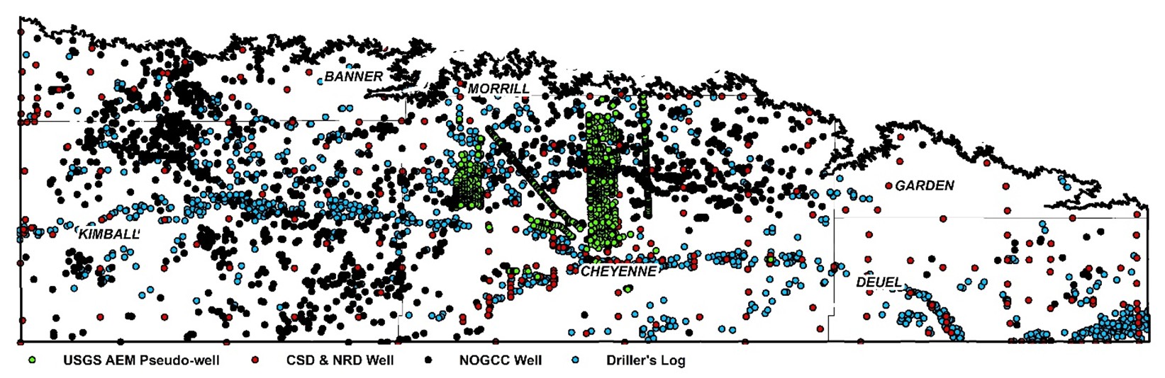 All data sources used for the 2020 base of aquifer interpretation