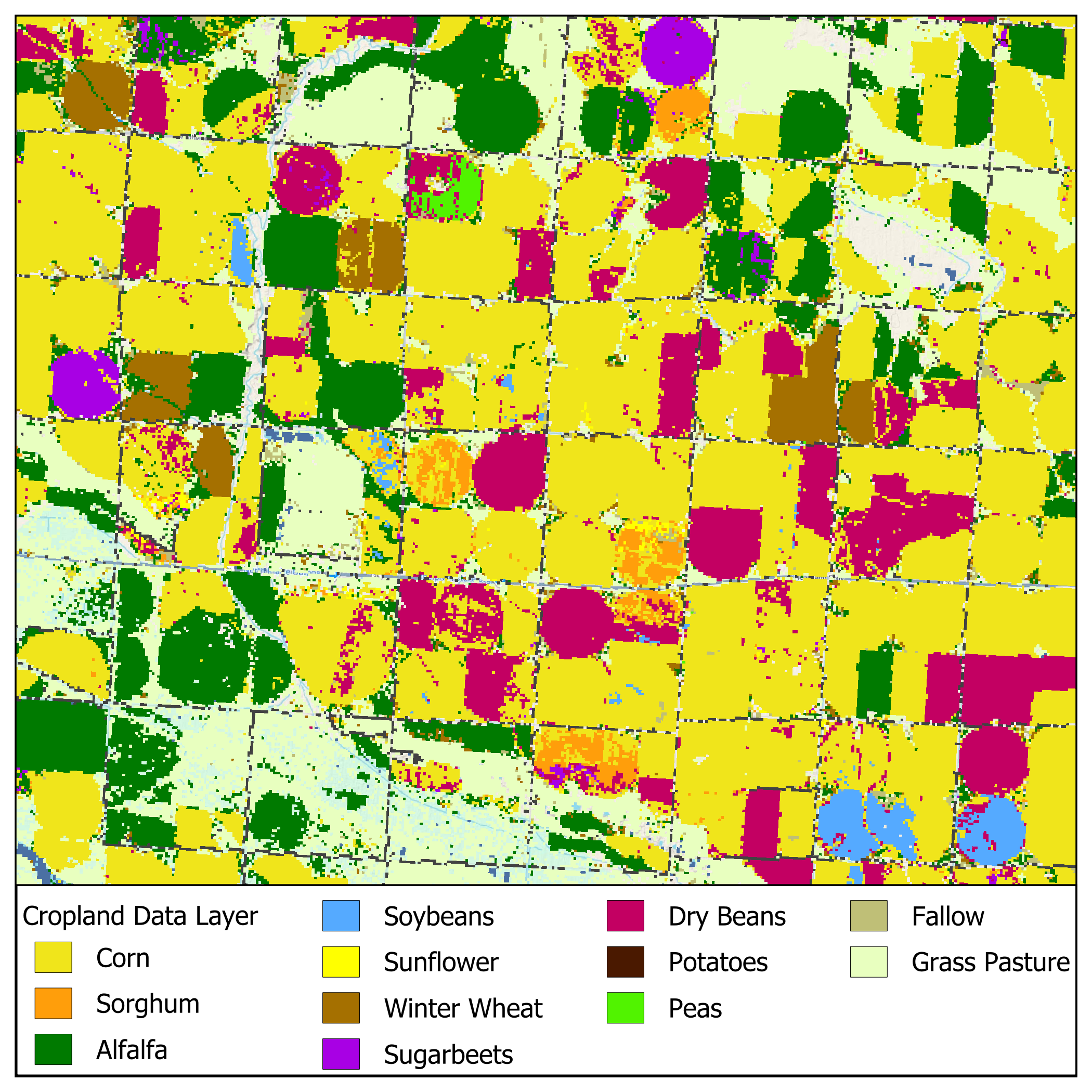 Cropland Data Layer crops in the NPNRD valley